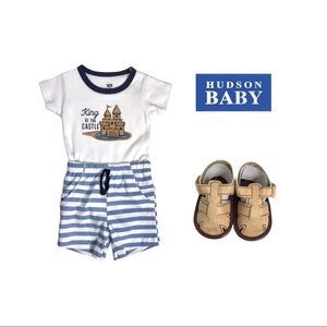 NWT Hudson Baby Bodysuit, Shorts and Shoe Set